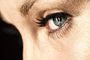 A woman's eye with artificial lashes