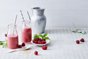 Raspberry smoothies with sesame seeds