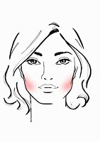 An illustration of blusher on a square-shaped face