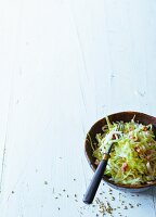 Raw white cabbage salad with bacon (Paleo)