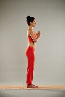 Sun salutation - Step 1: stand up straight, hands together