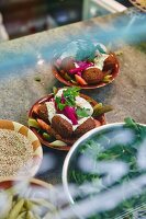 A plate of fresh falafel at the BeirutBeirut fast food cafe, Untersendling, Munich