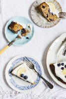 Lemon and blueberry cake with poppy seeds