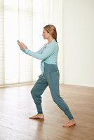 Bewegung (Qigong), Schritt 2: Hände vorwärts schieben, Gewicht auf Bein verlagern