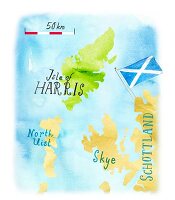 A map of the Isle of Harris, Scotland