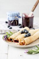 Pancakes with blueberry jam