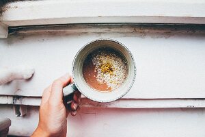 A chocolate smoothie made with hemp milk