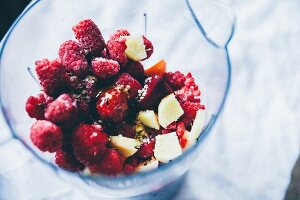 Raspberries in a blender