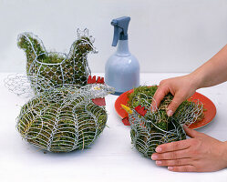 Wire hanger hearts with wheat grass 2Step
