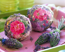 Balls wrapped in pink (rose)