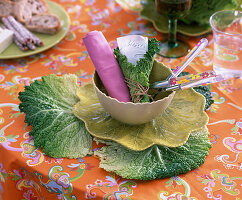 Brassica (Savoy cabbage) as a place mat