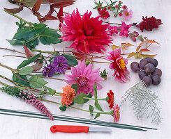 Autumn bouquet in the lilac pot