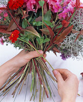 Autumn bouquet in the lilac pot