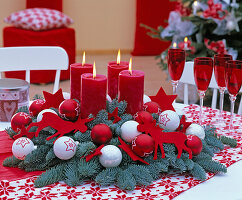 Advent wreath red-white with elks (7/7)