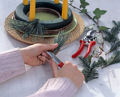 Adventskranz mit Orangenscheiben und Zimt (4/7)