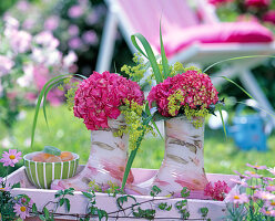 Rubber boots as a vase