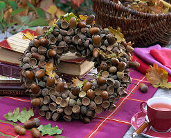 Autumn wreath of acorns