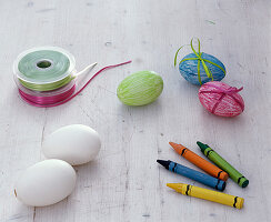 Easter eggs in cress basket