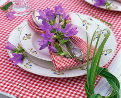 Table decoration with bluebells