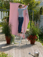 Attach fabric as privacy and sunscreen