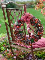 Hydrangea and rose hip wreath