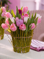 Vase covered with dogwood twigs