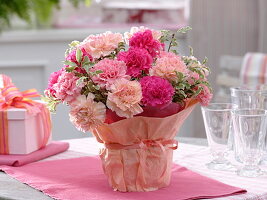 Bouquet of Dianthus (carnations) and Pittosporum (clovers)