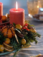 Scented Advent wreath of mixed conifer greenery and holly