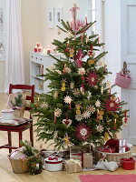 Abies decorated as a Christmas tree with straw stars