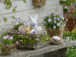 Wicker basket as easter nest