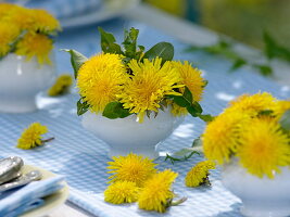 Dandelion table decoration on the terrace