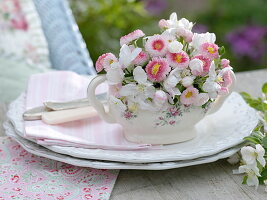 Small Bouquet from Bellis (Daisies) and Malus 'Evereste'