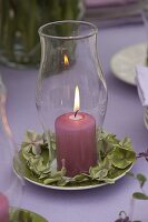 Evening terrace: table decoration with lanterns