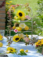 Sunflower table decoration in late summer