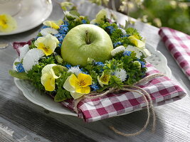 Wreath of herbs and edible flowers