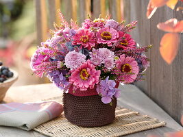 Autumn bouquet with Chrysanthemum (autumn chrysanthemum), Zinnia