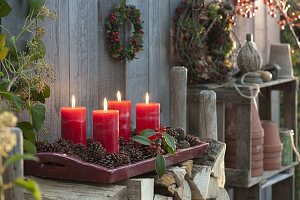 Schneller Adventskranz für die Terrasse