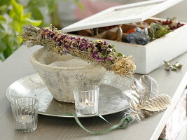 Incense burner made of dried herbs