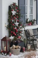 Christmas decorated house entrance