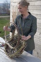 Homemade wicker basket with kitty willow, willow and grass (5/7)