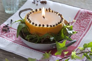 Home-made candles made from candle remnants