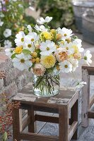 Yellow-white late summer bouquet, Cosmos (daisies), pink