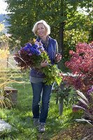 The last garden bouquet of blue and violet flowers