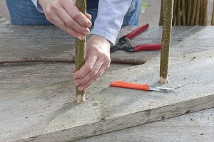 Pflanzkübel mit selbstgemachten Flechtelementen verkleiden