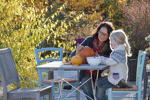 Carving pumpkins with children