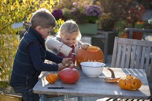 Carving pumpkins with children