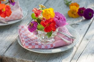 Colorful summer blossom table decoration