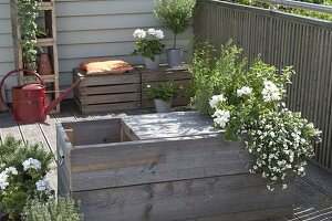 Homemade planter with integrated bench