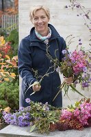 Use Montbretien prunings in an autumn bouquet