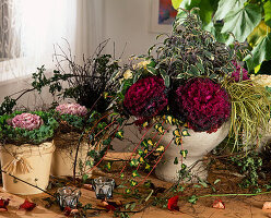 Autumn arrangement with brassica